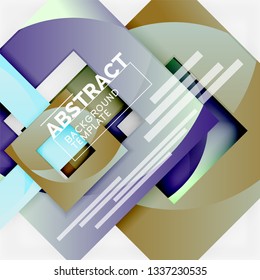 Fondo abstracto geométrico mínimo con composición de cuadrados multicolores, vector