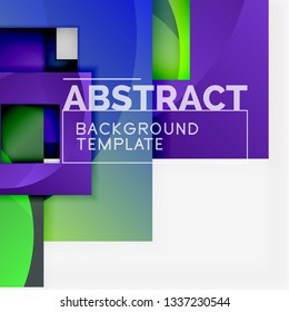Geometric minimal abstract background with multicolored squares composition, vector