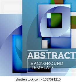 Geometric minimal abstract background with multicolored squares composition, vector