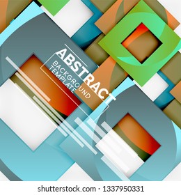 Geometric minimal abstract background with multicolored squares composition, vector