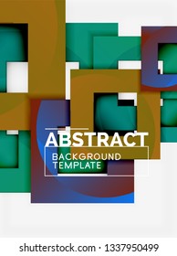 Geometric minimal abstract background with multicolored squares composition, vector