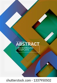 Geometric minimal abstract background with multicolored squares composition, vector