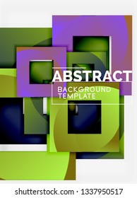 Geometric minimal abstract background with multicolored squares composition, vector