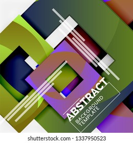 Geometric minimal abstract background with multicolored squares composition, vector
