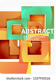 Geometrischer, minimaler abstrakter Hintergrund mit mehrfarbigem Quadrat, Vektorgrafik