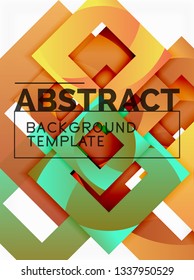 Geometric minimal abstract background with multicolored squares composition, vector