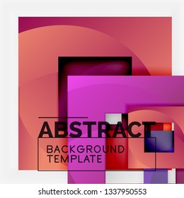Geometric minimal abstract background with multicolored squares composition, vector
