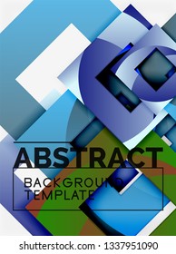Fondo abstracto geométrico mínimo con composición de cuadrados multicolores, vector