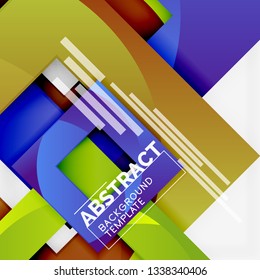 Fondo abstracto geométrico mínimo con composición de cuadrados multicolores, vector