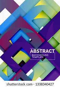 Fondo abstracto geométrico mínimo con composición de cuadrados multicolores, vector