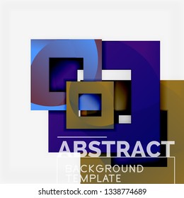 Geometric minimal abstract background with multicolored squares composition, vector