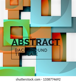 Geometrischer, minimaler abstrakter Hintergrund mit mehrfarbigem Quadrat, Vektorgrafik
