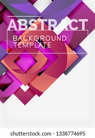 Fondo abstracto geométrico mínimo con composición de cuadrados multicolores, vector
