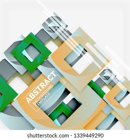 Geometric minimal abstract background with multicolored squares composition, vector