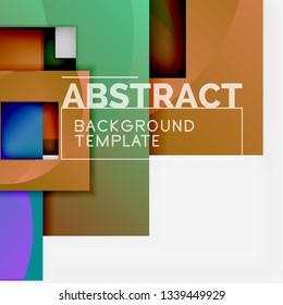 Geometric minimal abstract background with multicolored squares composition, vector