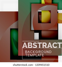 Geometric minimal abstract background with multicolored squares composition, vector