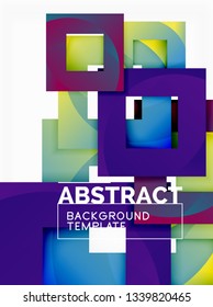 Fondo abstracto geométrico mínimo con composición de cuadrados multicolores, vector