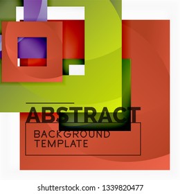 Fondo abstracto geométrico mínimo con composición de cuadrados multicolores, vector