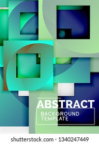 Geometric minimal abstract background with multicolored squares composition, vector