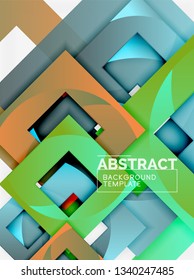 Geometric minimal abstract background with multicolored squares composition, vector