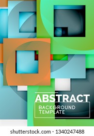 Geometric minimal abstract background with multicolored squares composition, vector