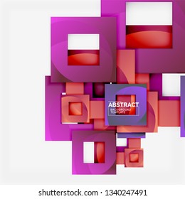 Geometric minimal abstract background with multicolored squares composition, vector
