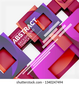 Geometric minimal abstract background with multicolored squares composition, vector