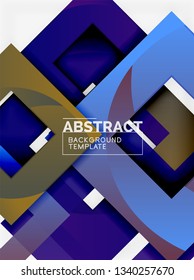 Geometric minimal abstract background with multicolored squares composition, vector