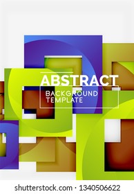 Geometric minimal abstract background with multicolored squares composition, vector
