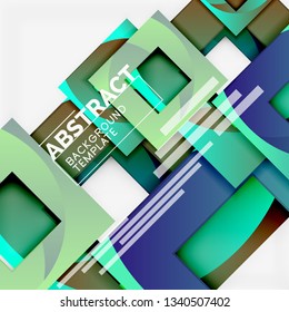 Fondo abstracto geométrico mínimo con composición de cuadrados multicolores, vector