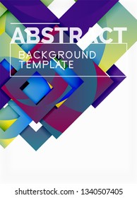 Geometric minimal abstract background with multicolored squares composition, vector