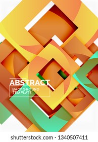 Fondo abstracto geométrico mínimo con composición de cuadrados multicolores, vector