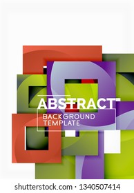 Geometric minimal abstract background with multicolored squares composition, vector
