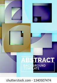Geometric minimal abstract background with multicolored squares composition, vector