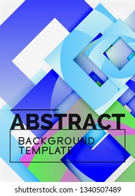 Geometric minimal abstract background with multicolored squares composition, vector