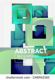 Geometric minimal abstract background with multicolored squares composition, vector