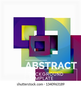 Fondo abstracto geométrico mínimo con composición de cuadrados multicolores, vector