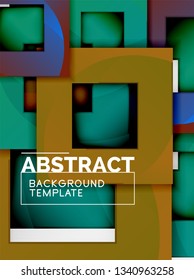 Geometric minimal abstract background with multicolored squares composition, vector
