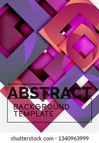 Geometric minimal abstract background with multicolored squares composition, vector