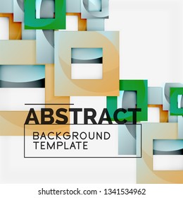 Geometric minimal abstract background with multicolored squares composition, vector