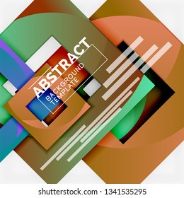 Geometric minimal abstract background with multicolored squares composition, vector