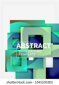 Fondo abstracto geométrico mínimo con composición de cuadrados multicolores, vector