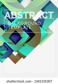 Geometric minimal abstract background with multicolored squares composition, vector