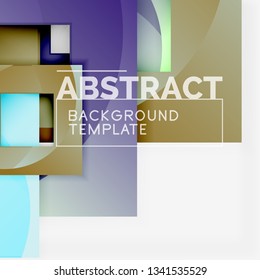 Geometric minimal abstract background with multicolored squares composition, vector