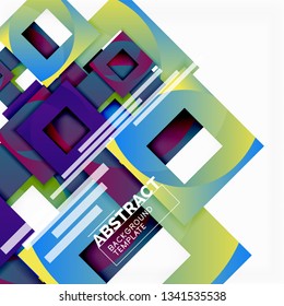 Geometric minimal abstract background with multicolored squares composition, vector