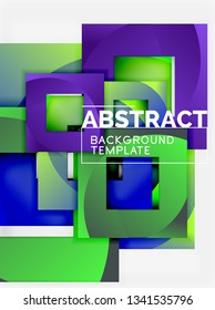 Geometric minimal abstract background with multicolored squares composition, vector