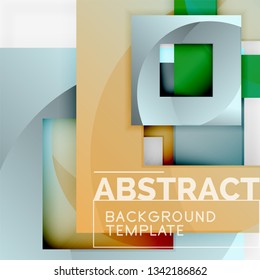 Geometric minimal abstract background with multicolored squares composition, vector