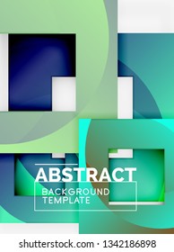 Geometric minimal abstract background with multicolored squares composition, vector
