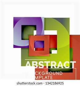 Geometric minimal abstract background with multicolored squares composition, vector