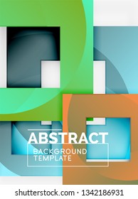 Geometric minimal abstract background with multicolored squares composition, vector